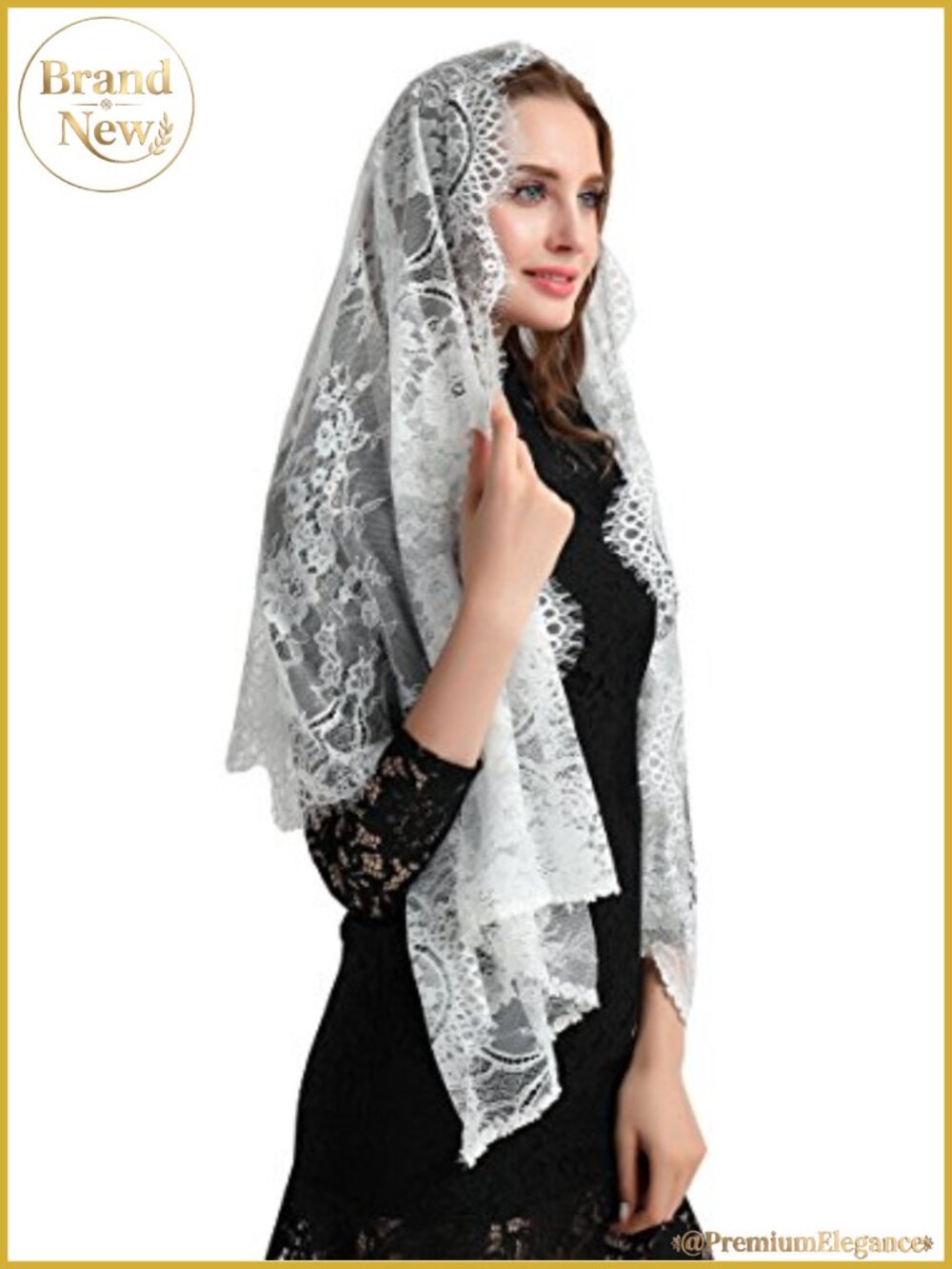 Eyelash Lace Vintage Floral Shawl Head Scarf Catholic Chapel Veil Mantilla